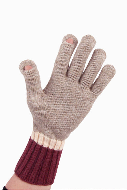 【riAndco】24FW★ FINGERHOLE STRIPE GLOVES SG716_TAUPE_MODEL2_NEW_1200x63