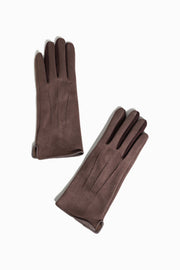 Finger-color Detail Suede Gloves