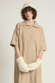Cable Knit Collared Short Sleeves Dress