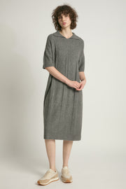 Cable Knit Collared Short Sleeves Dress