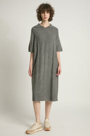 Cable Knit Collared Short Sleeves Dress