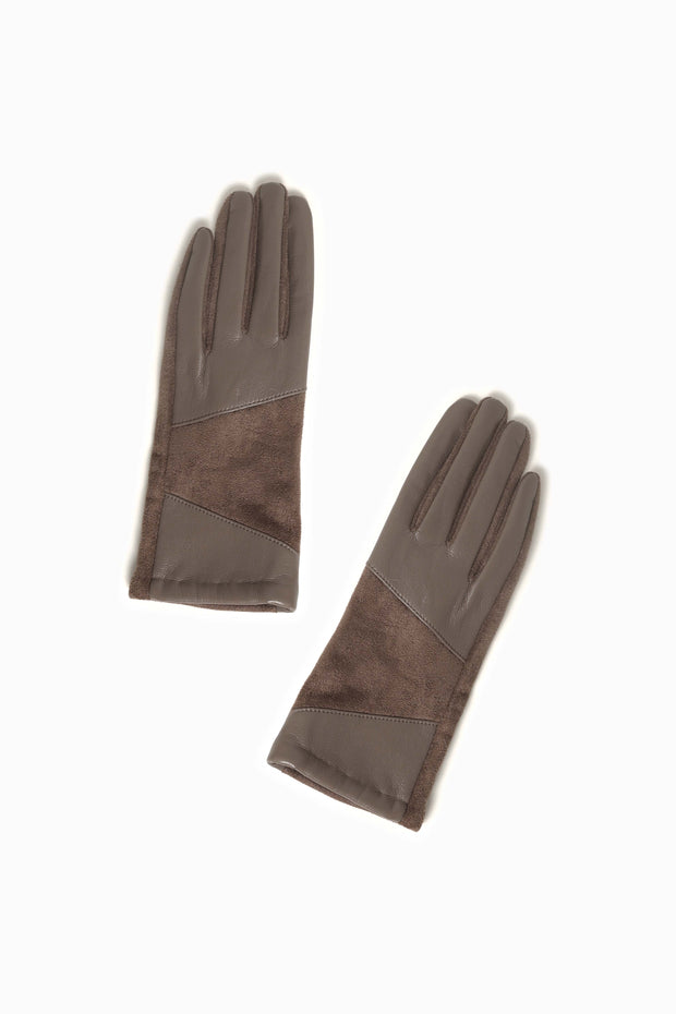 Leather Block Suede Gloves