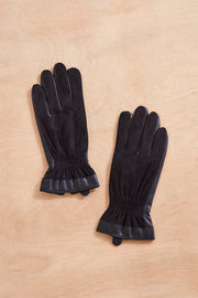 Shirred Faux Leather Cuff Gloves