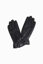 Shirred Faux Leather Cuff Gloves