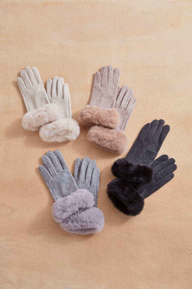 Chic Faux Fur Cuffed Gloves