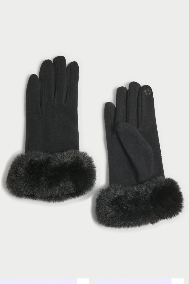 Chic Faux Fur Cuffed Gloves