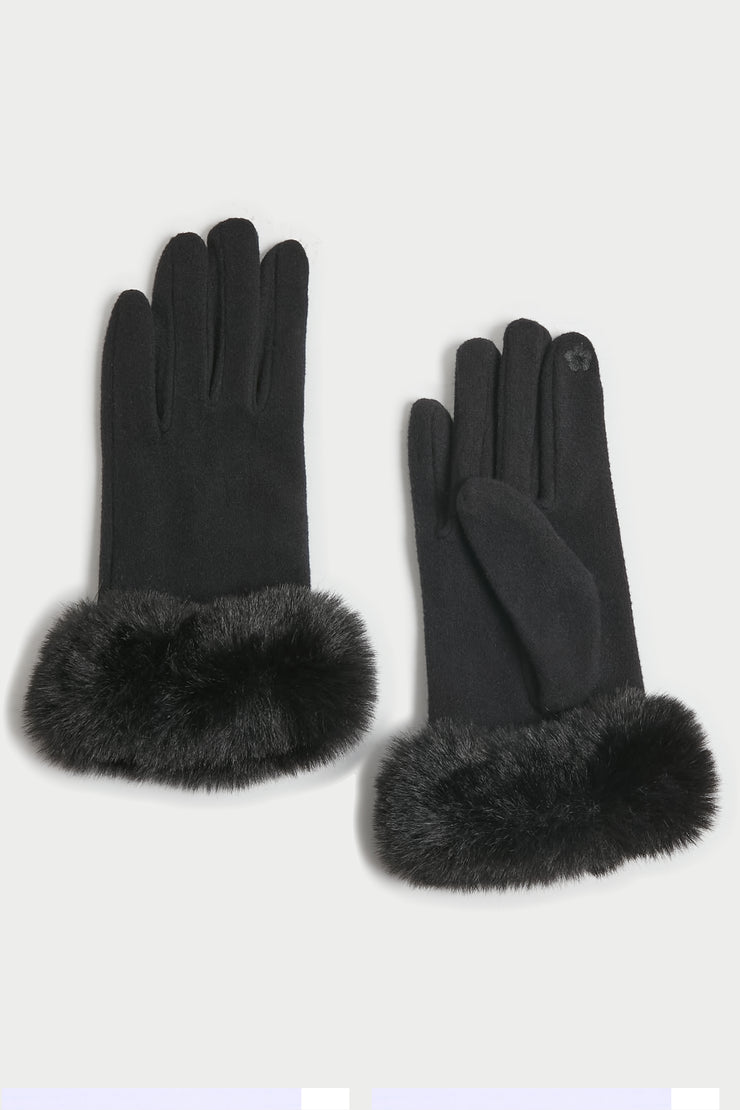 Chic Faux Fur Cuffed Gloves