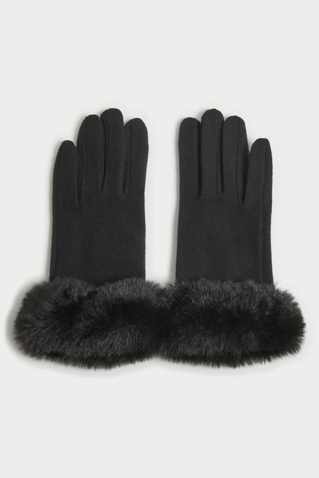 Chic Faux Fur Cuffed Gloves