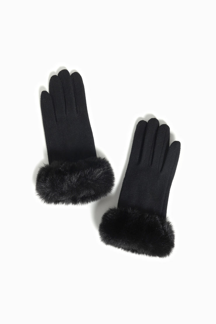 Chic Faux Fur Cuffed Gloves