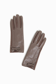 Bow Detail Faux Leather Gloves
