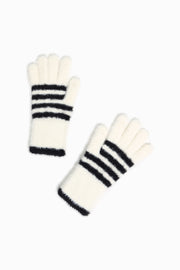 Faux Fur Black and White Fingerhole Gloves