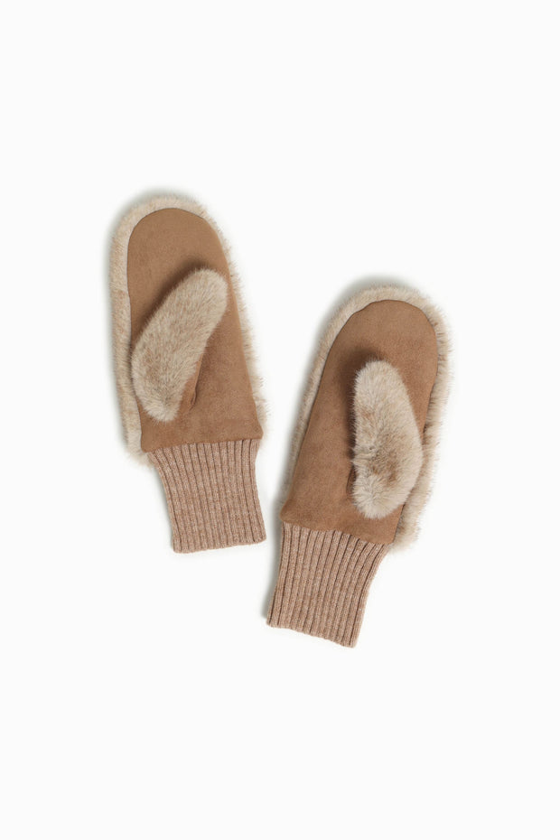 Two Tone Faux Fur Mittens