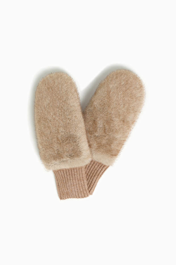 Two Tone Faux Fur Mittens