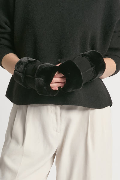 Sheepskin Shearling Fingerless Gloves