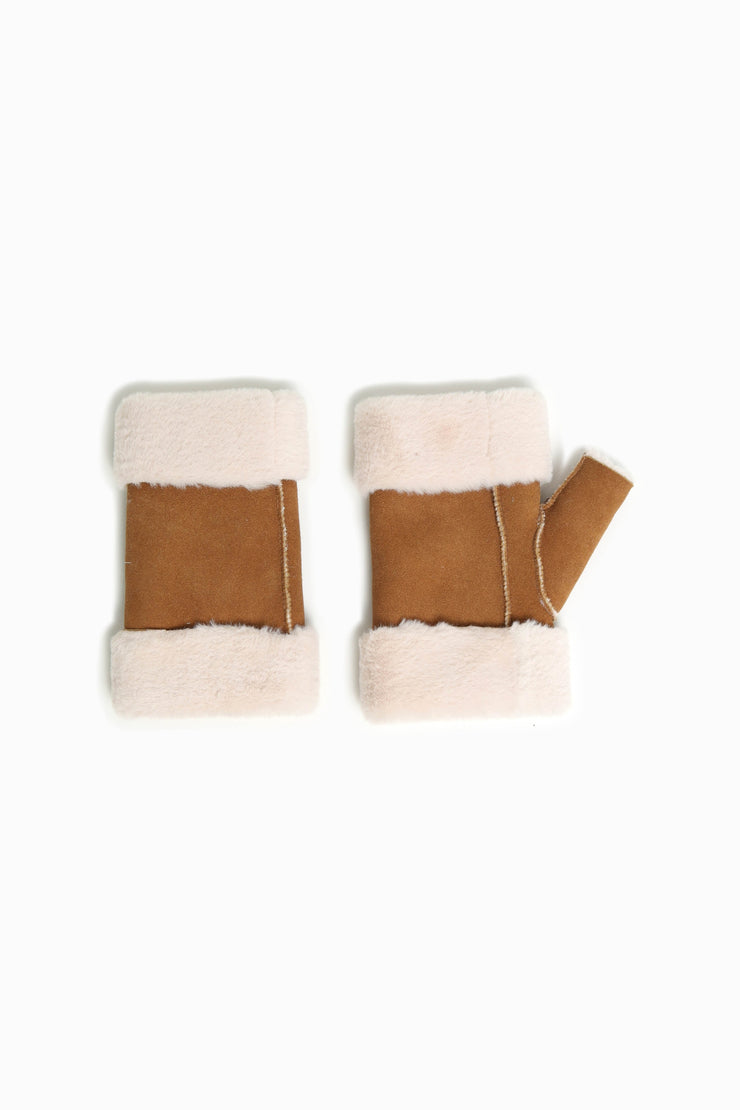 Sheepskin Shearling Fingerless Gloves