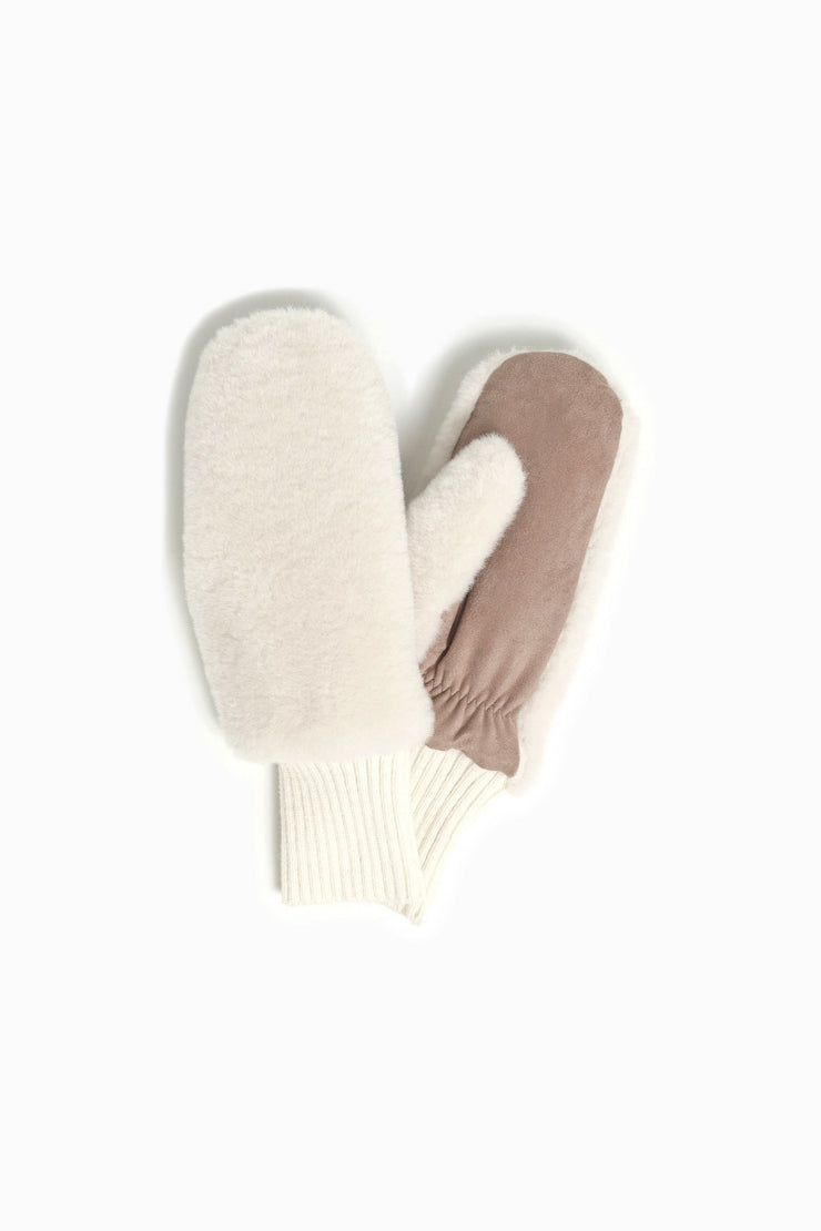 Faux Fur Knit Cuff Mittens