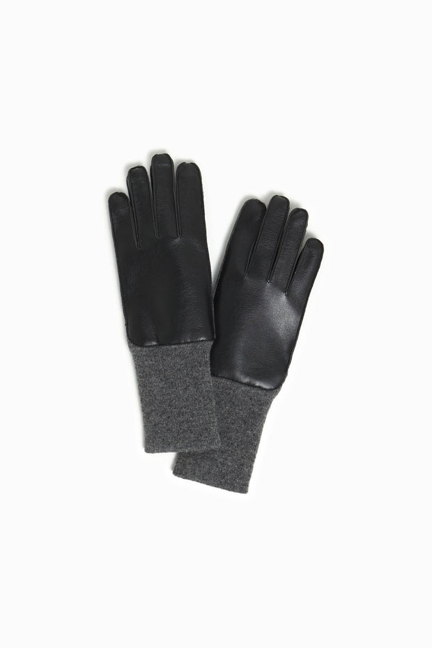 Long Rib Cuff Leather Gloves