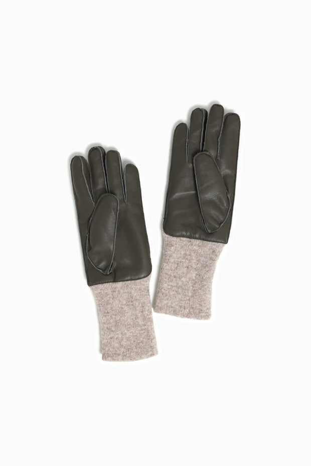 Long Rib Cuff Leather Gloves