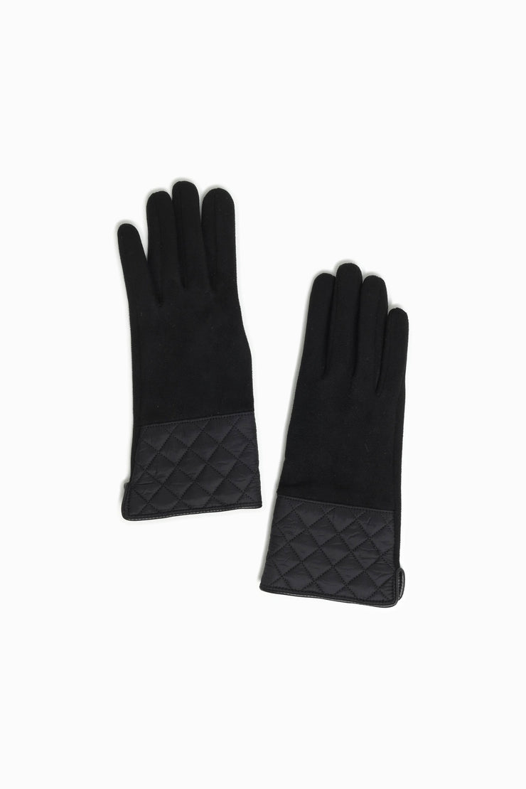 Faux Suede Quilted Gloves