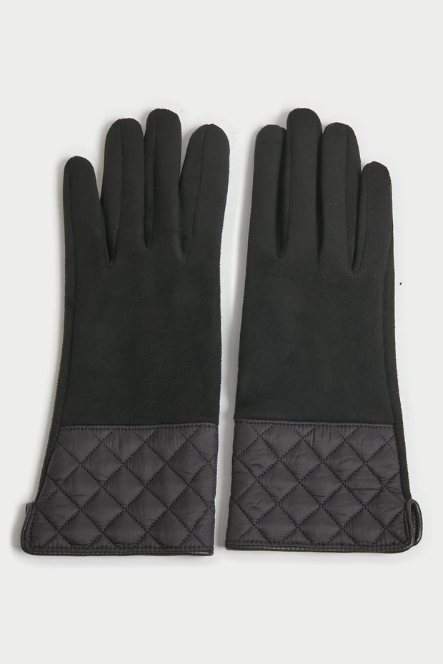 Faux Suede Quilted Gloves