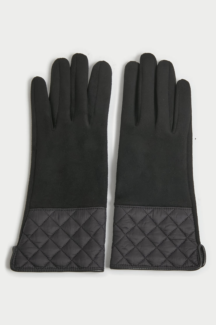 Faux Suede Quilted Gloves