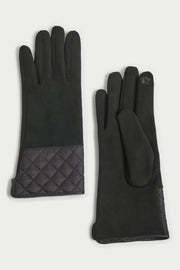 Faux Suede Quilted Gloves