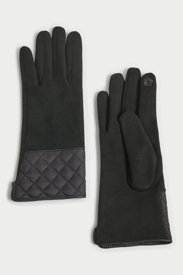 Faux Suede Quilted Gloves