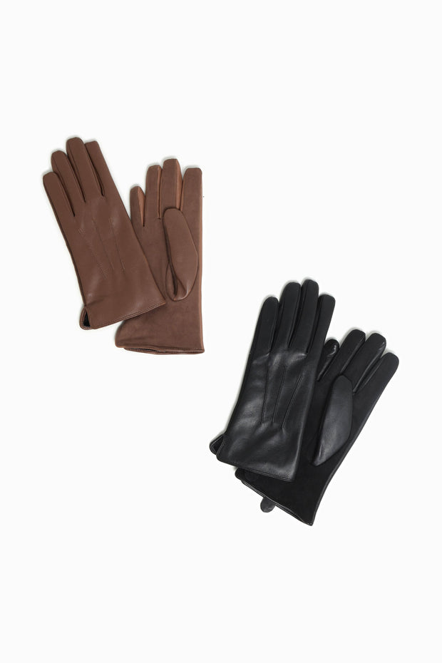 Suede & Leather Contrast Gloves