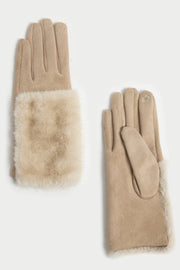 Gradient Fur Suede Gloves