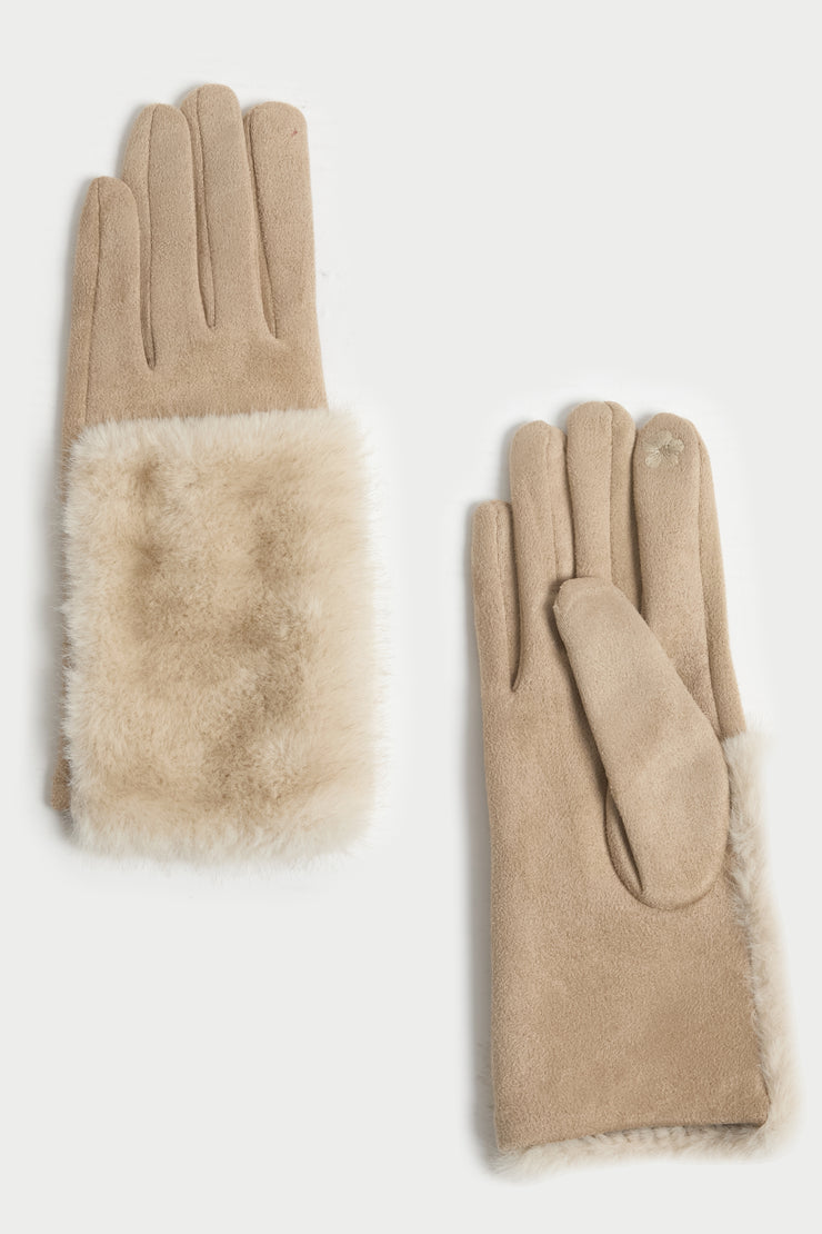 Gradient Fur Suede Gloves