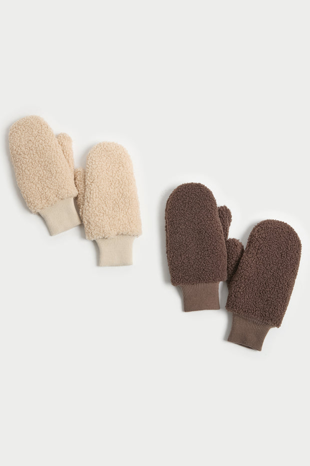 Bouclé Teddy Mittens
