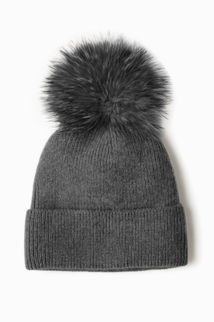 Basic Ribbed Knit Pom Pom Beanie