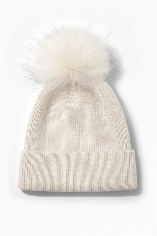 Basic Ribbed Knit Pom Pom Beanie