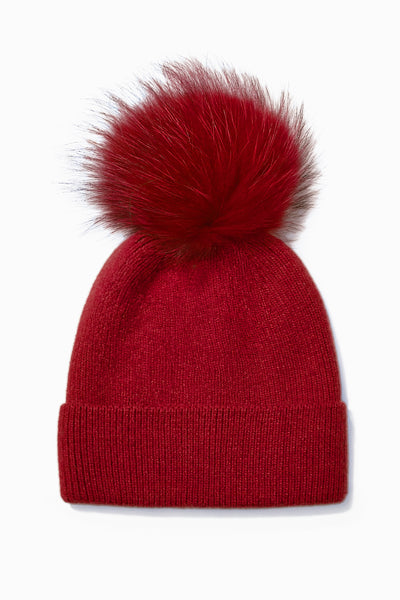Basic Ribbed Knit Pom Pom Beanie