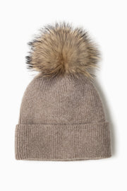 Basic Ribbed Knit Pom Pom Beanie