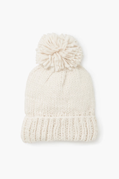 Hand-Knitted Basic Pompom Hat