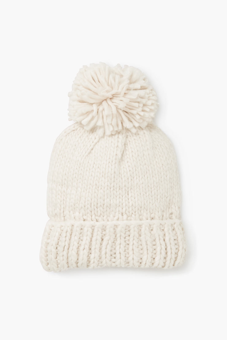 Hand-Knitted Basic Pompom Hat