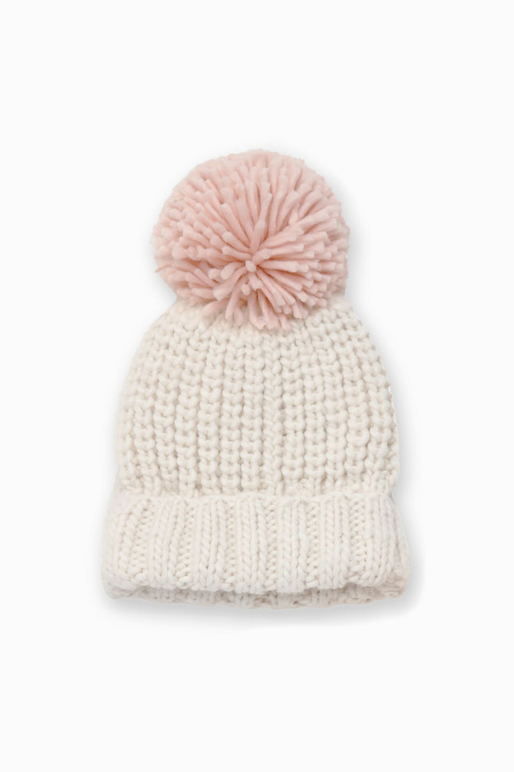 Hand-Knitted Cotton Candy Pompom Hat