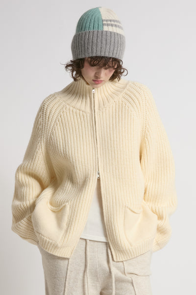 Double-Stripe Split Color Block Beanie