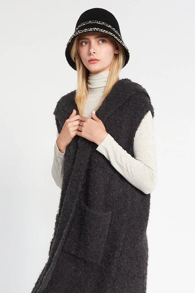 Tweed Trim Wool Bucket Hat