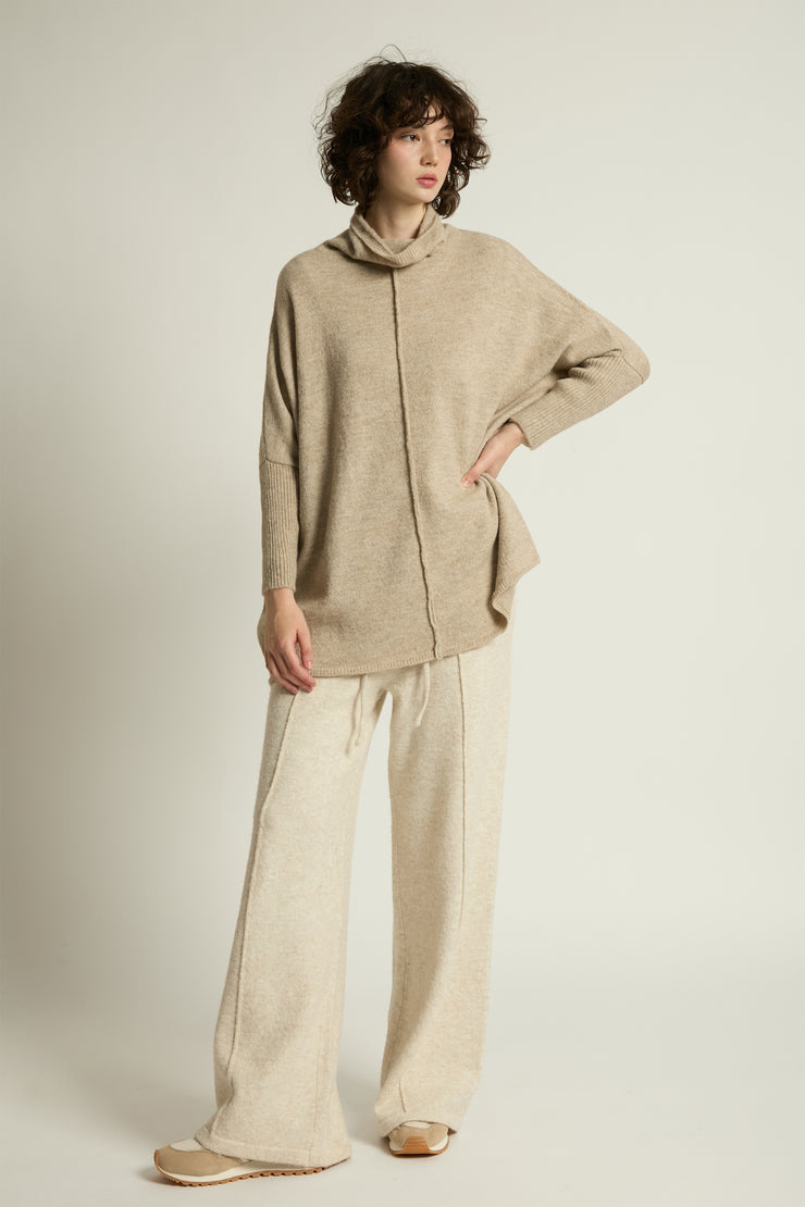Seam Turtleneck Soft Sweater