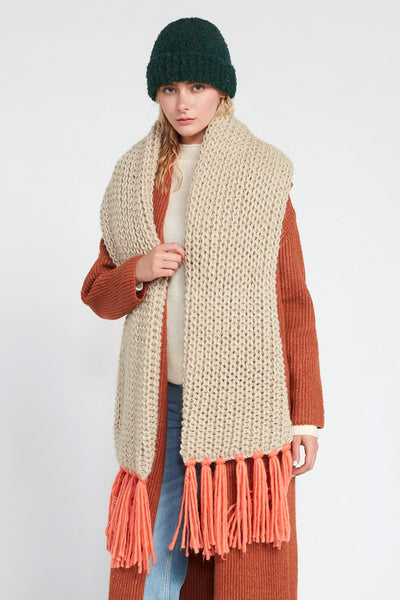 Hand-Knitted Cotton Candy Scarf