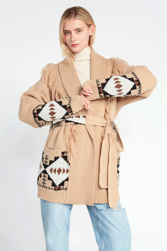 GANGSTERVILLE GLAD HAND Black Shawl Collar Knit Cardigan