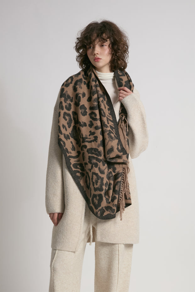 Reversible Leopard Print Scarf