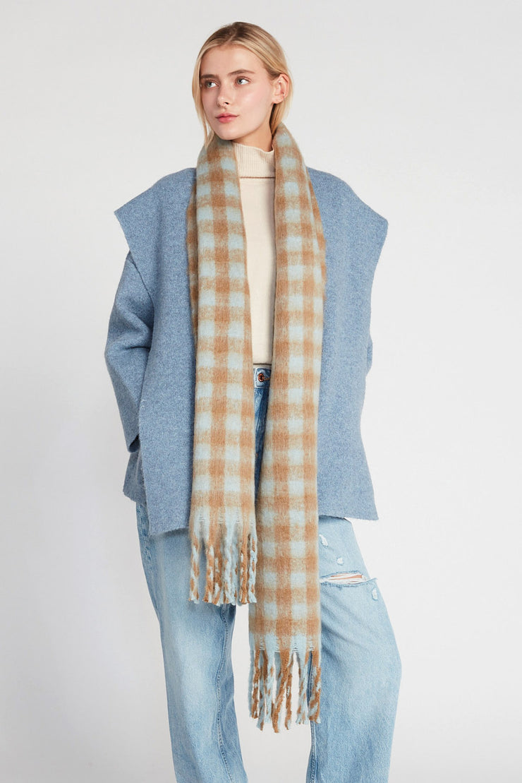 Fuzzy Plaid Grunge Scarf