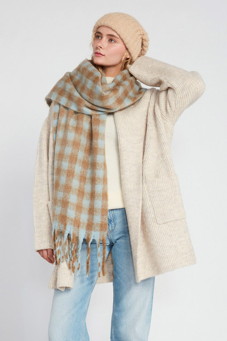 Fuzzy Plaid Grunge Scarf