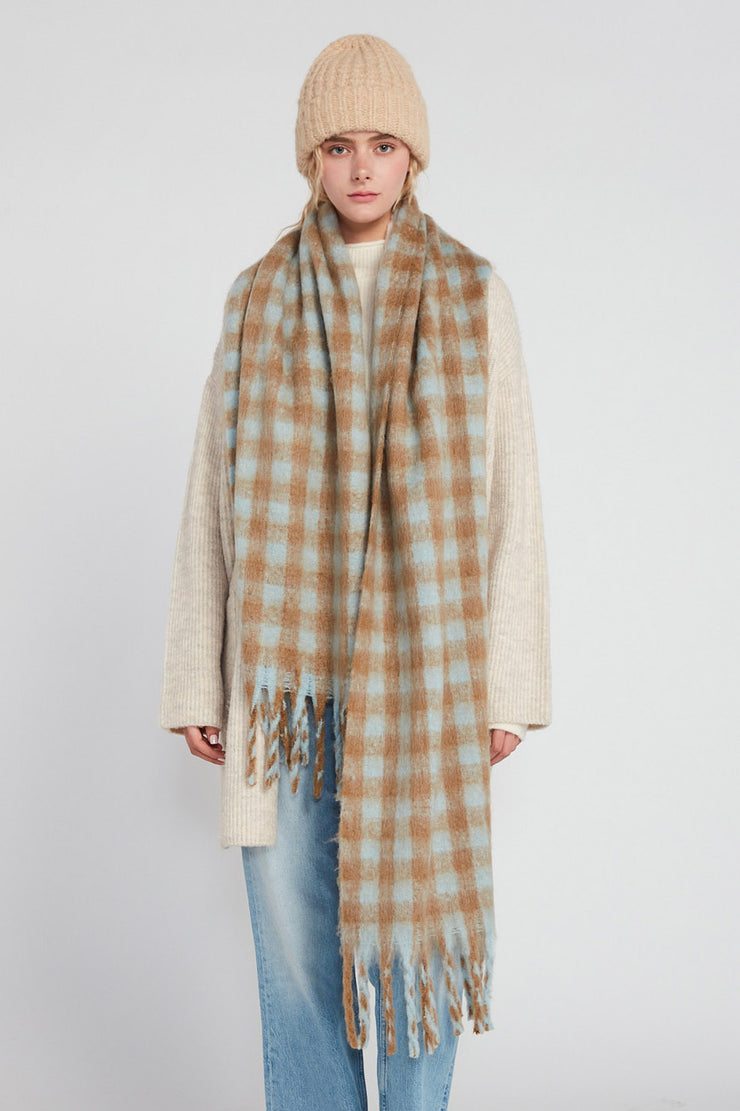 Fuzzy Plaid Grunge Scarf