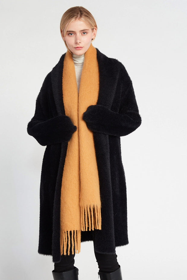 Solid Fringe Hem Grunge Scarf