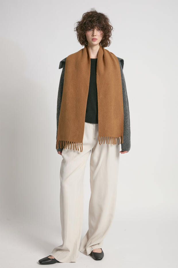 Wool Blend Fringe Trim Scarf