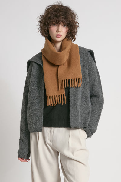 Wool Blend Fringe Trim Scarf